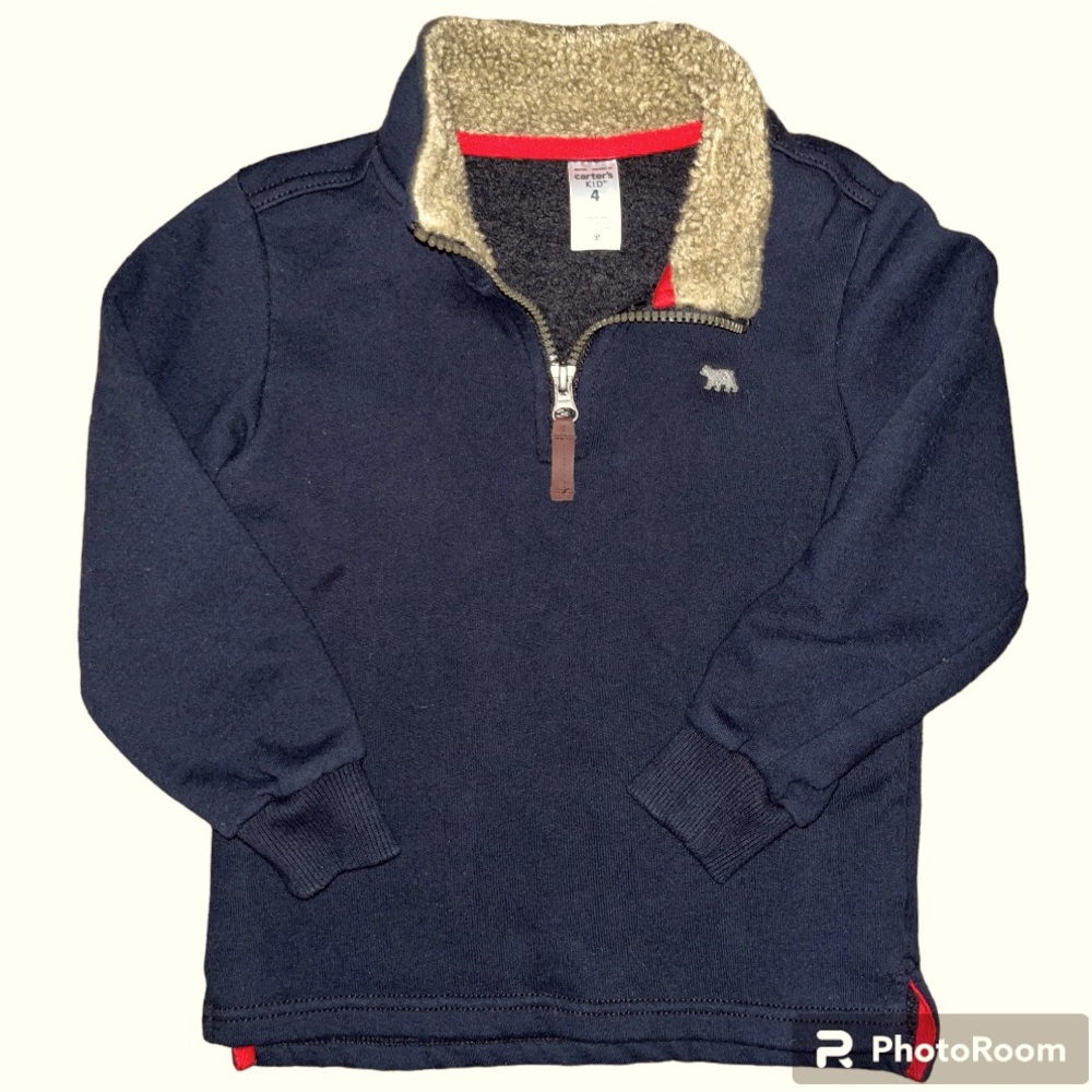 Carter’s Kids 4 Half-Zip Pullover Fleece Sweater With Faux-Shearing Trim